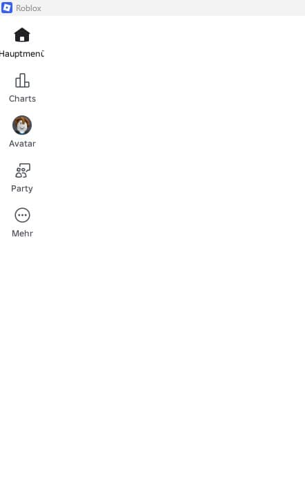 Roblox-Seitenleiste mit dem Menüpunkt Mehr
