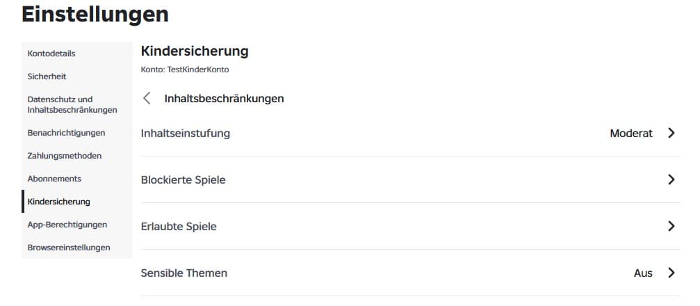 Roblox-Bereich Inhaltsbeschränkungen