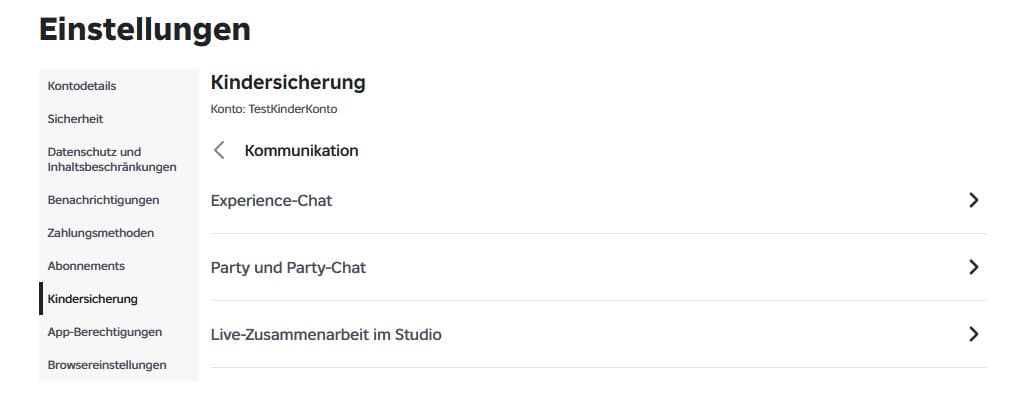 Roblox-Elternbereich für Kommunikation