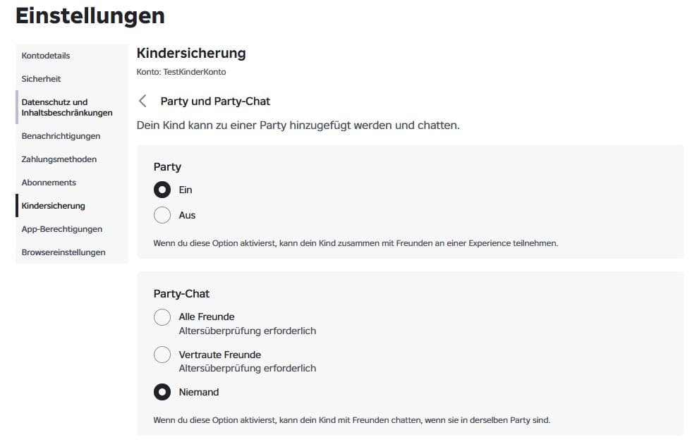 Getrennte Roblox-Einstellungen für Party und Party-Chat